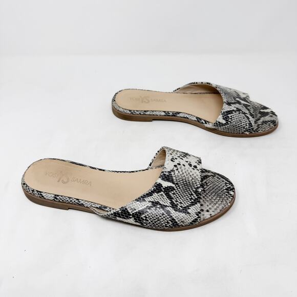 [Yosi Samra] Constantine Snake Python Print Slip On Slides Flat Sandals Size 9 M - Picture 2 of 12